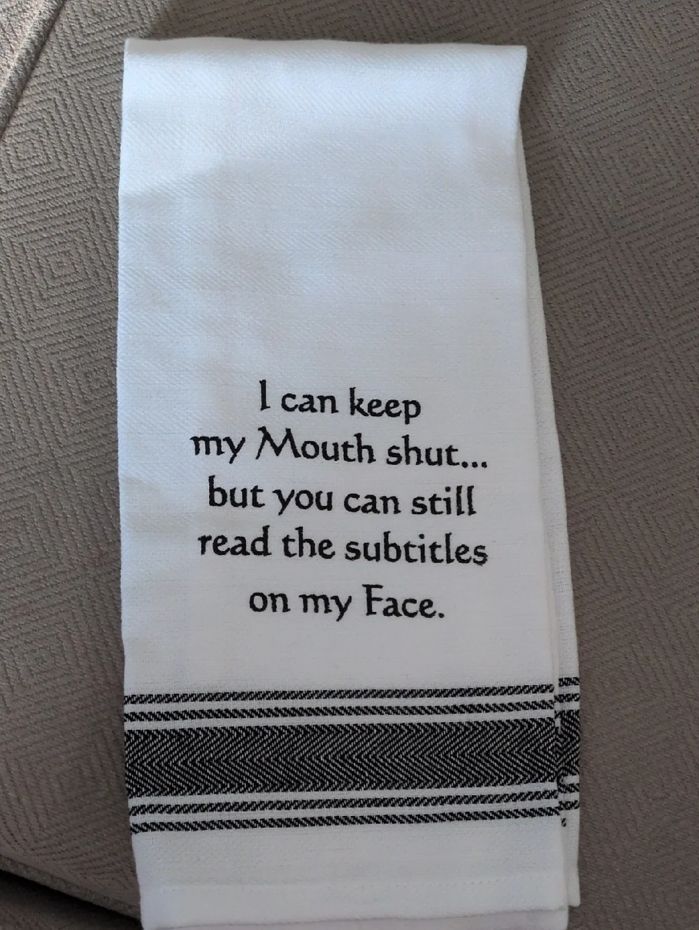 Linen Kitchen Towel with Funny Quote